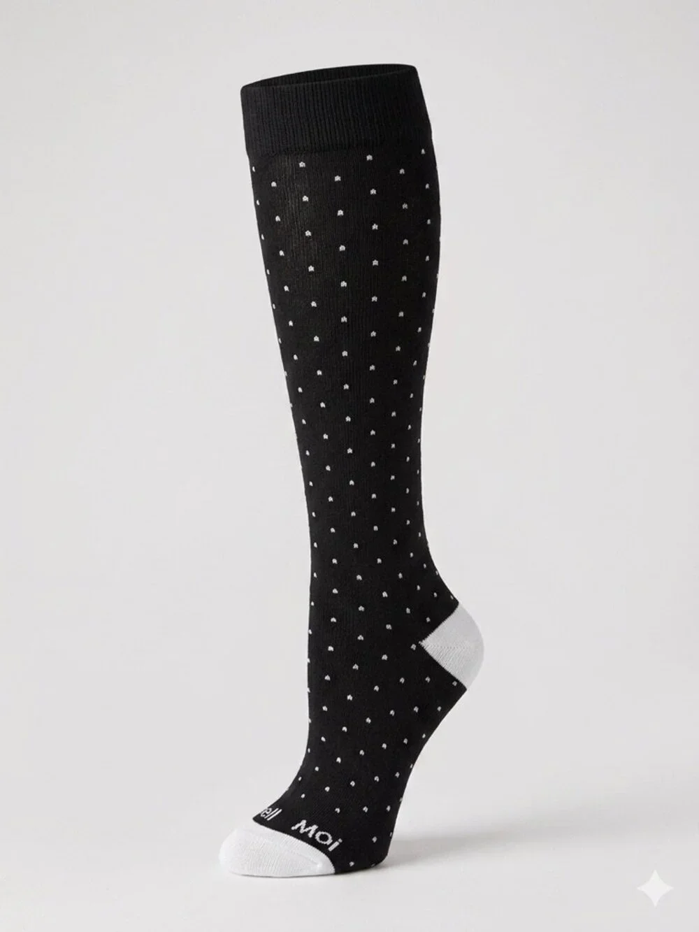 Wellow Black & White dot Compression Knee High Stocking